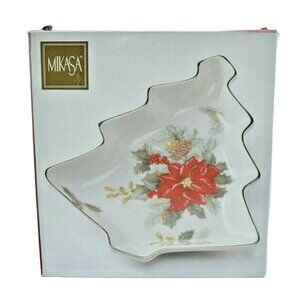 Mikasa Holiday Bloom Tree Candy Dish With Box Christmas Holiday